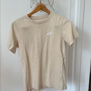Nike Kids Light Tan Tee with White Logo - L
